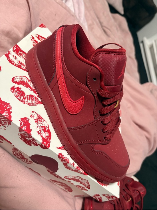 Jordan Shoes - Jordan Women's Low-Top Sneaker in Maroon with Bright Red Swoosh